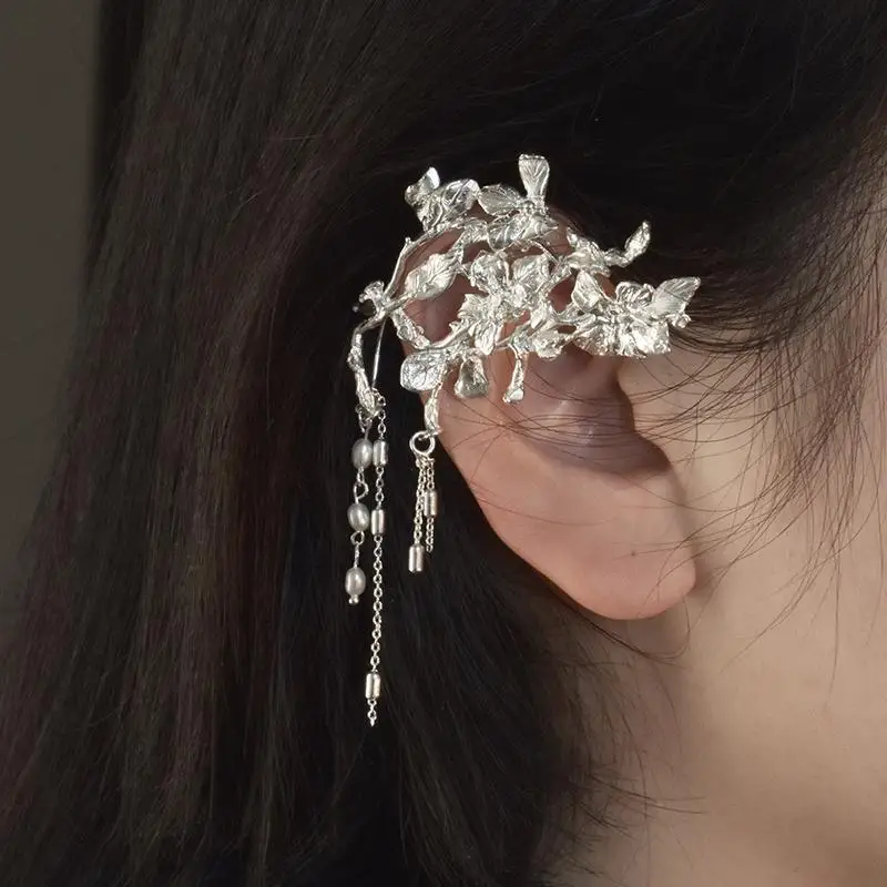 

Flower Vine Bell Orchid Earrings Hanging Tassel Premium Feeling No Ear Hole Piercing Ear Clip Earrings