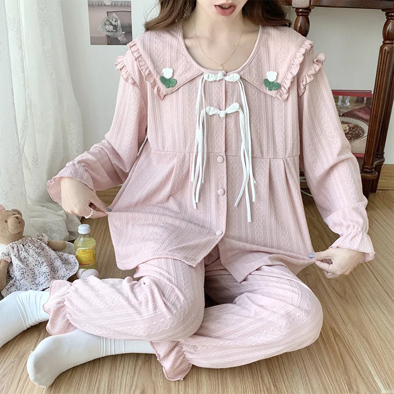 Spring Pajamas Suit Long Sleeve 2Pcs Homewear Pink Women Sleepwear Elastic Waist Trousers Pyjamas Lingerie Casual Nightshirts
Spring Pajamas Suit Long Sleeve 2Pcs Homewear Pink Women Sleepwear Elastic Waist Trousers Pyjamas Lingerie Casual Nightshirts