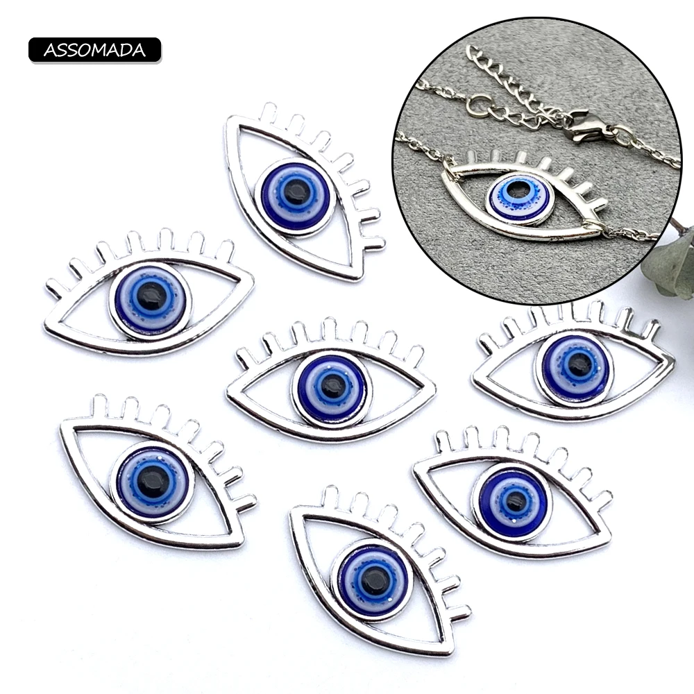 

10pcs Alloy Blue Eyes Charms Beautiful Metal Evil Eye Pendant For Bracelet Necklace KeyChain Earrings DIY Jewelry Making