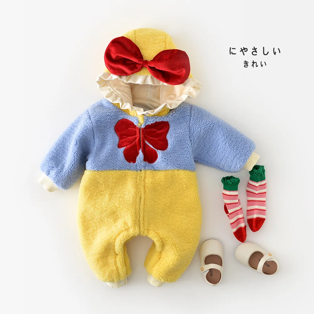 Korean Autumn Winter Baby Girls Princess Bodysuit Hairy Knotbow Hooded Color Blocking Newborn Girls Rompers Infant Girl Jumpsuit
Korean Autumn Winter Baby Girls Princess Bodysuit Hairy Knotbow Hooded Color Blocking Newborn Girls Rompers Infant Girl Jumpsuit