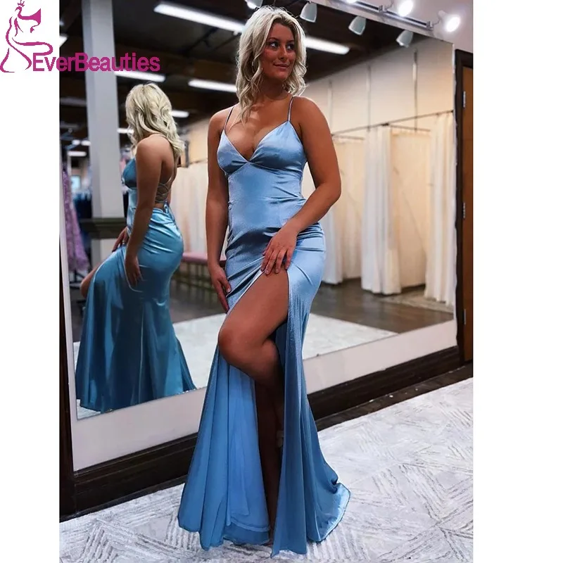 Mermaid Prom Dresses Sexy Backless Evening Dresses Satin Side Slit Formal Dresses V-Neck Maxi Party Gowns
Mermaid Prom Dresses Sexy Backless Evening Dresses Satin Side Slit Formal Dresses V-Neck Maxi Party Gowns