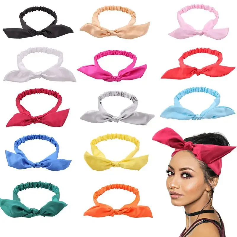European and American silk satin face wash bow hair band multi-colored satin sports headband headband
European and American silk satin face wash bow hair band multi-colored satin sports headband headband