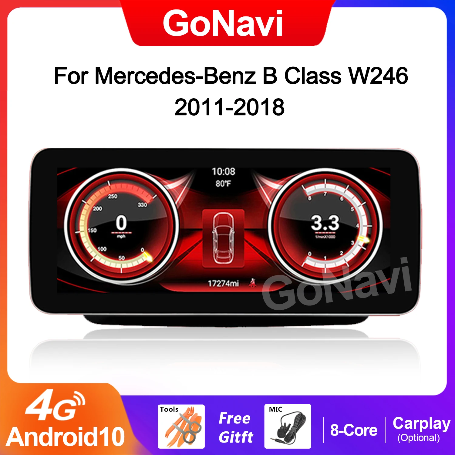 GoNavi 12.3 Inch IPS Touch Screen For Mercedes W246 2011-2018 Android 10 System Car GPS Navi 4+64GB WIFI SIM Multimedia Radio
GoNavi 12.3 Inch IPS Touch Screen For Mercedes W246 2011-2018 Android 10 System Car GPS Navi 4+64GB WIFI SIM Multimedia Radio