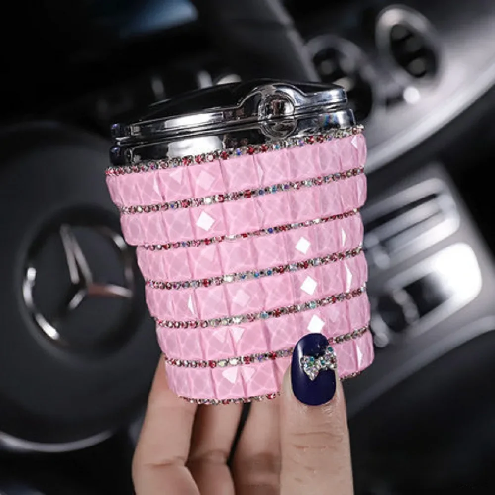 

Luxury LED Light Car Cigar Ashtray Universal Cigarette Cylinder Holder Car Styling Bling Car Accessories Interior for Women