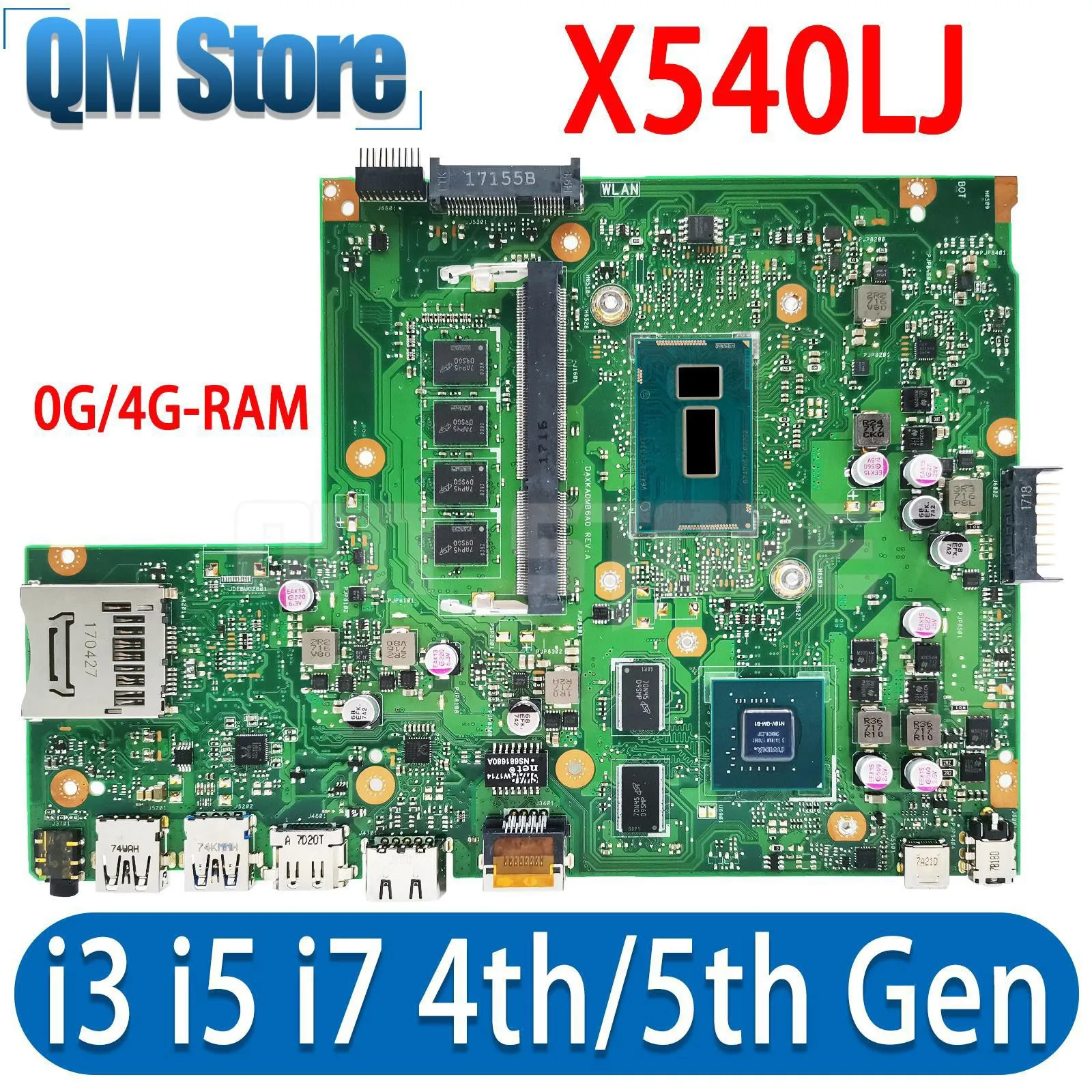 QN X540LJ Laptop Motherboard For Asus VivoBook F540LA A540L R540L Mainboard W/I3-4005 I5-4200 I7-4500 I3-5005 I5-5200U GT920M
QN X540LJ Laptop Motherboard For Asus VivoBook F540LA A540L R540L Mainboard W/I3-4005 I5-4200 I7-4500 I3-5005 I5-5200U GT920M