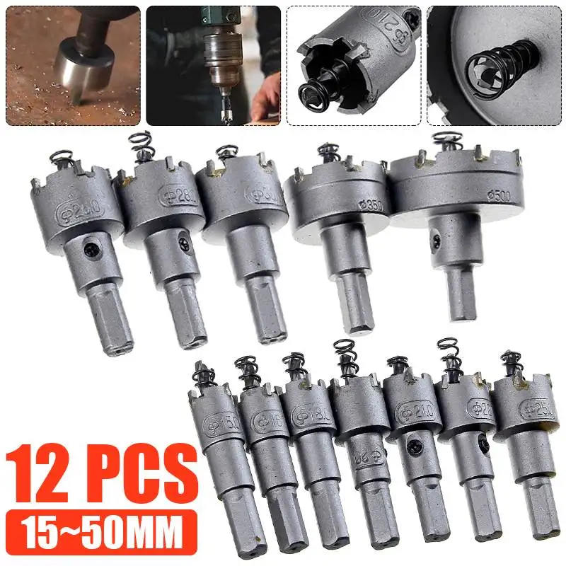 10/12pcs 15-50mm Hole Saw Drill Bit Set Holesaw Alloy Cutter Drilling Kit Hand Tool for Wood Stainless Steel Metal Alloy Cutting
10/12pcs 15-50mm Hole Saw Drill Bit Set Holesaw Alloy Cutter Drilling Kit Hand Tool for Wood Stainless Steel Metal Alloy Cutting