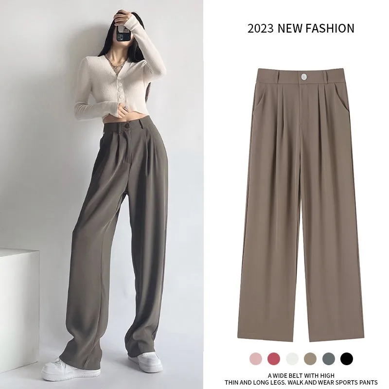 Spring Summer Women's Wide Leg Pants Loose High Waist Casual Trousers Female Korean Style Solid Office Straight Suit Pants
Spring Summer Women's Wide Leg Pants Loose High Waist Casual Trousers Female Korean Style Solid Office Straight Suit Pants
