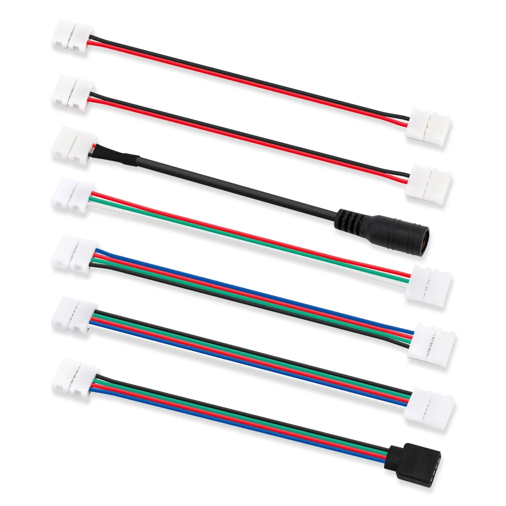 

1/5/10 шт. удлинитель для светодиодной ленты, 2/3/4/5 контактов, 8 мм/10 мм, кабель 22AWG, коннектор для светодиодной ленты 2835 5050 RGB RGBW