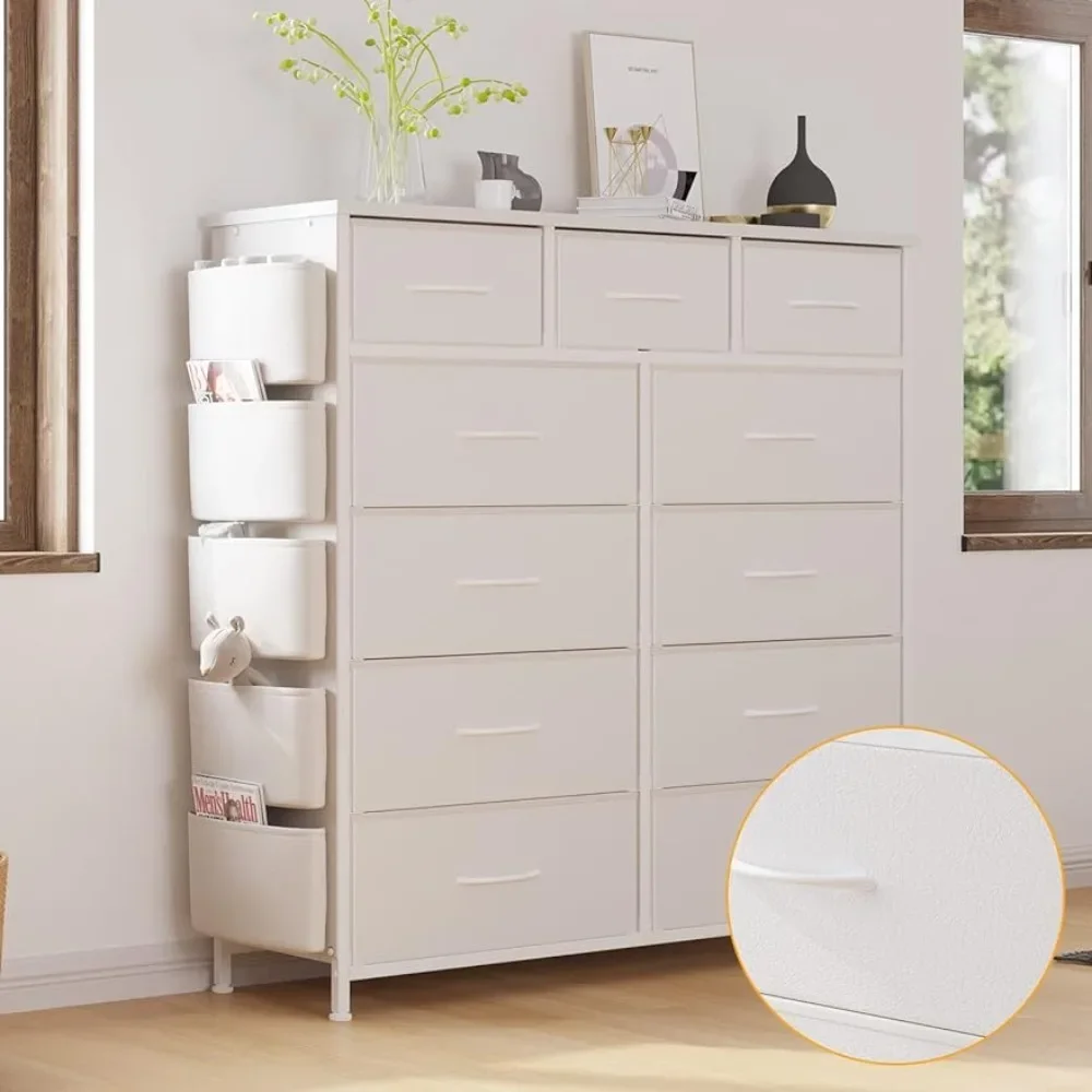 Bedroom Dresser W/ 11 Drawer, Dressers & Chests of Drawers Side Pockets, Hooks, Fabric Storage Drawer, Steel Frame, Wood Top
Bedroom Dresser W/ 11 Drawer, Dressers & Chests of Drawers Side Pockets, Hooks, Fabric Storage Drawer, Steel Frame, Wood Top