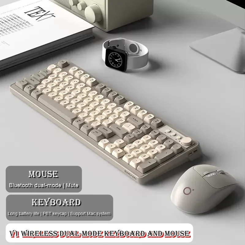 V1 Bluetooth Wireless 2.4G Dual-Mode Mechanical Feel Keyboard and Mouse Notebook Desktop Keyboard For Home and Office Use
V1 Bluetooth Wireless 2.4G Dual-Mode Mechanical Feel Keyboard and Mouse Notebook Desktop Keyboard For Home and Office Use