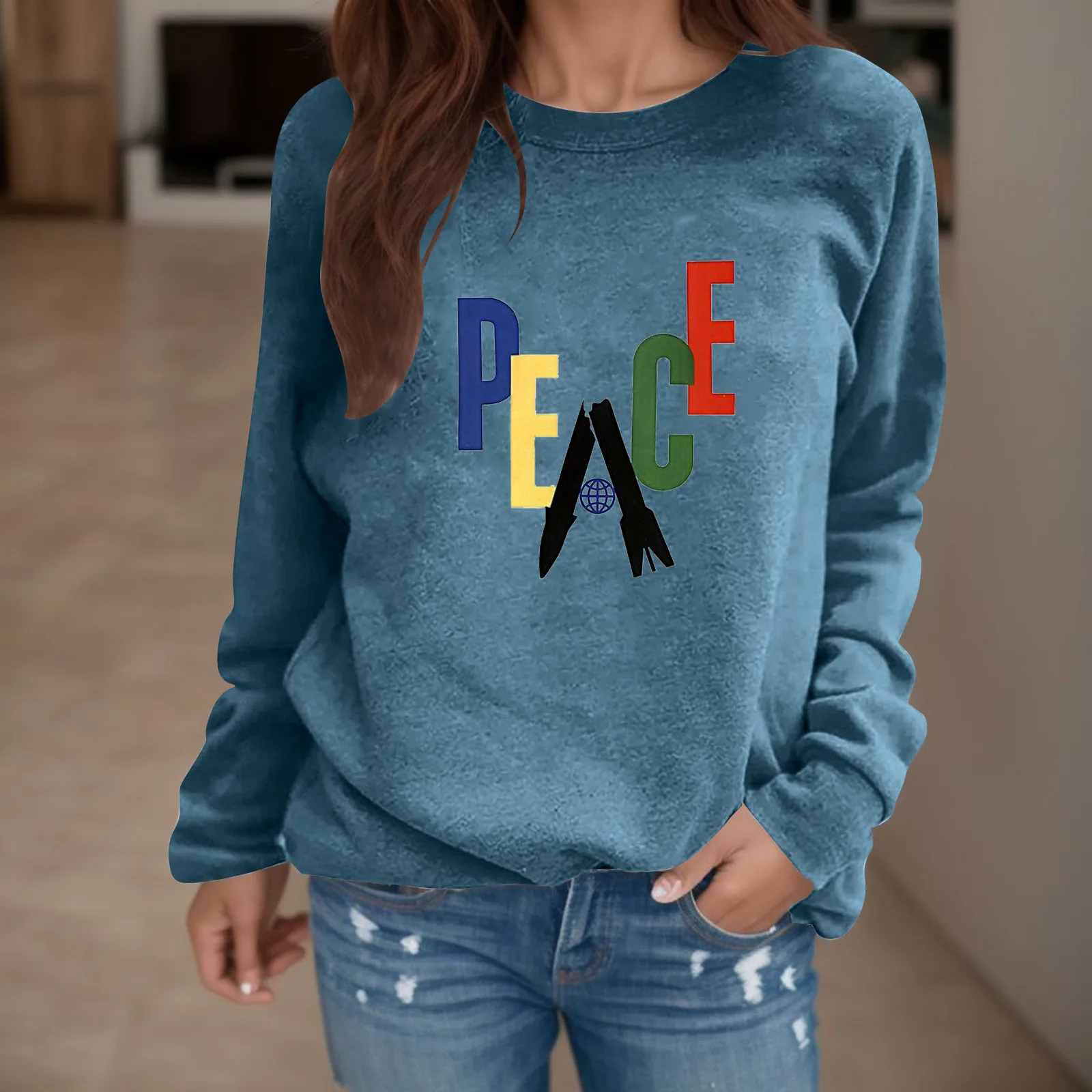 Women Casual Fashion Spring Pullovers Sweatshirt Solid Color Round Neck Sweatshirt Letter Printed Long Sleeves Sweatshirt
Women Casual Fashion Spring Pullovers Sweatshirt Solid Color Round Neck Sweatshirt Letter Printed Long Sleeves Sweatshirt