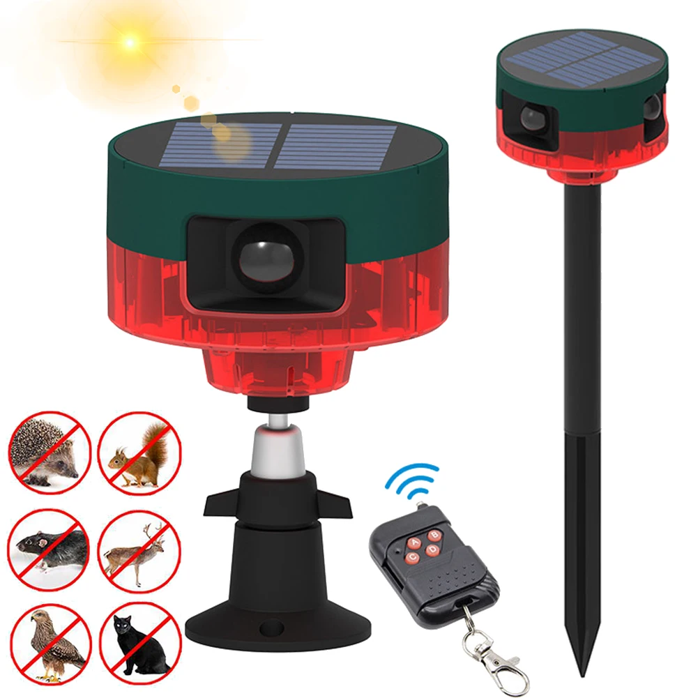 Recordable Animal Repeller Solar Bird Repeller Remote Control Wild Animal Deterrent with Flashing Light for Farm Orchards Garden
Recordable Animal Repeller Solar Bird Repeller Remote Control Wild Animal Deterrent with Flashing Light for Farm Orchards Garden