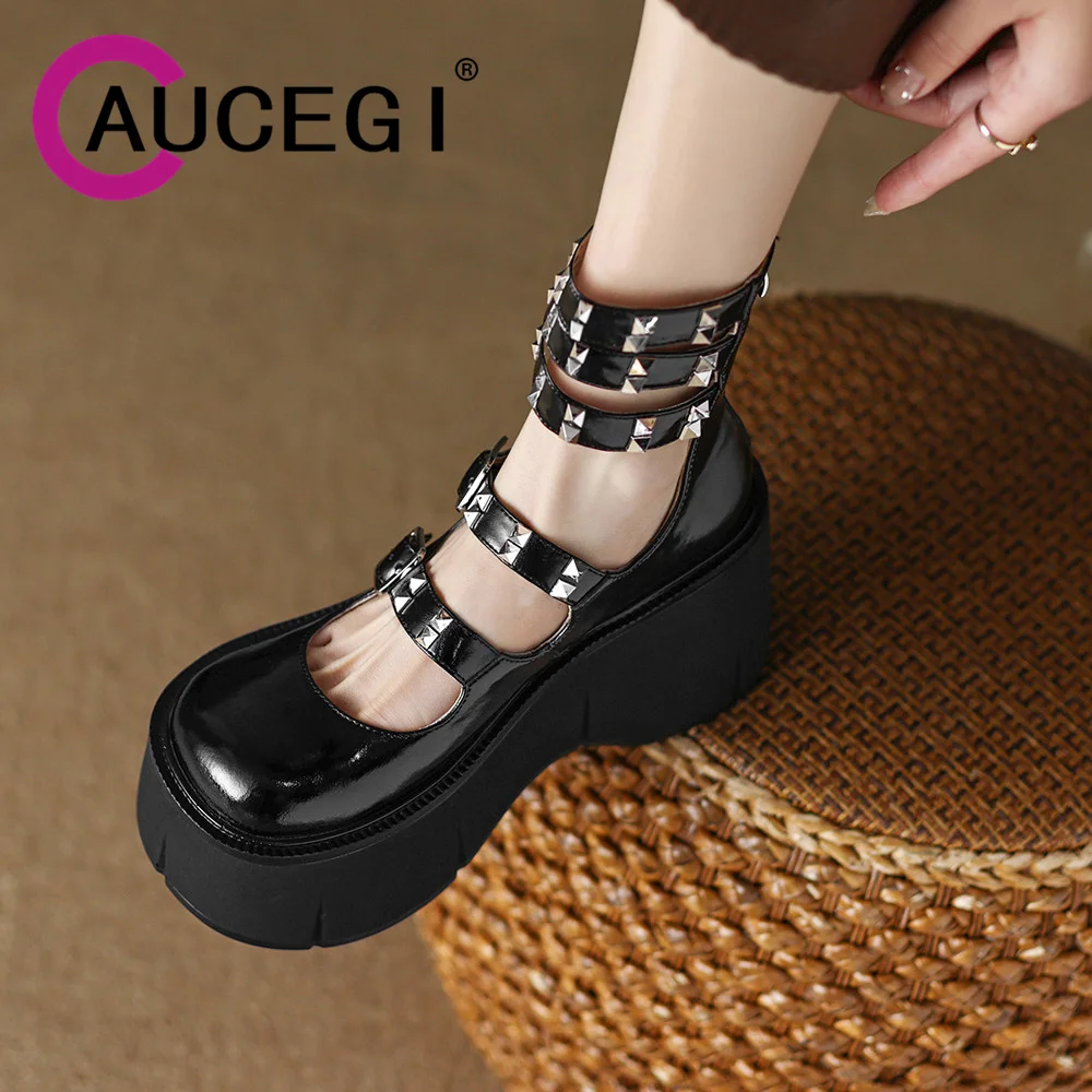Aucegi Platform Marry Jane Pump Women Round Toe Fashion Rivet Punk Buckle Ankle Strap Banquet Zipper Thick High Heels Shoes
Aucegi Platform Marry Jane Pump Women Round Toe Fashion Rivet Punk Buckle Ankle Strap Banquet Zipper Thick High Heels Shoes