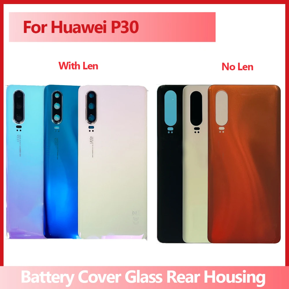 

Стекло для Huawei P30 Pro, крышка аккумулятора, задняя крышка корпуса, задняя крышка, Замена для Huawei P30, крышка аккумулятора с объективом камеры