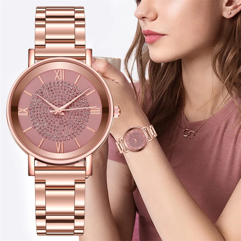 

Women'S Luxury Watches Quartz Watch Stainless Steel Dial Strap Casual Bracele Watch Roman Numeral Scale Watch Reloj Para Mujer