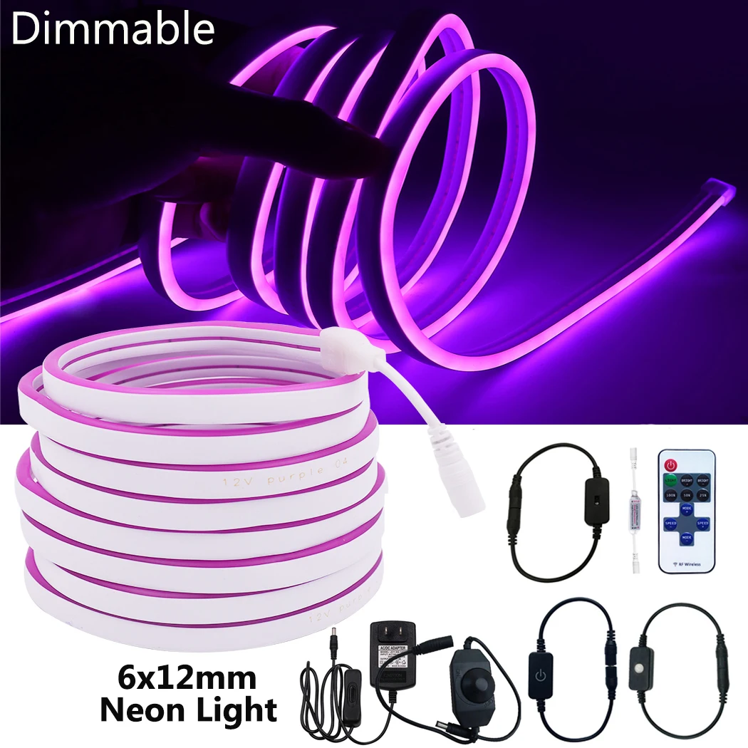 

Dimmable DC12V LED Neon Strip Light Waterproof SMD 2835 120LEDs/M Flexible Neon Sign Tape 0.5M 1M 2M 3M 4M 5M Neon Lamp