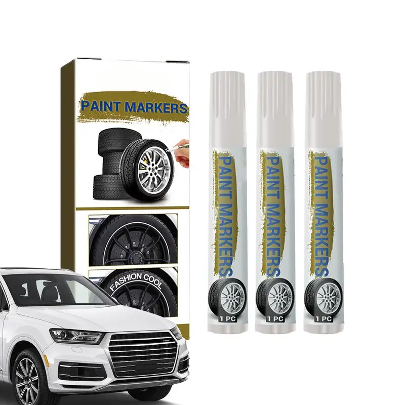 

Waterproof Cars Wheel Tire Oily Mark Pen 3 Pcs DIY Craft Paint Pens For Tires Quick Dry Anti Fading Oil Based Paint Marker