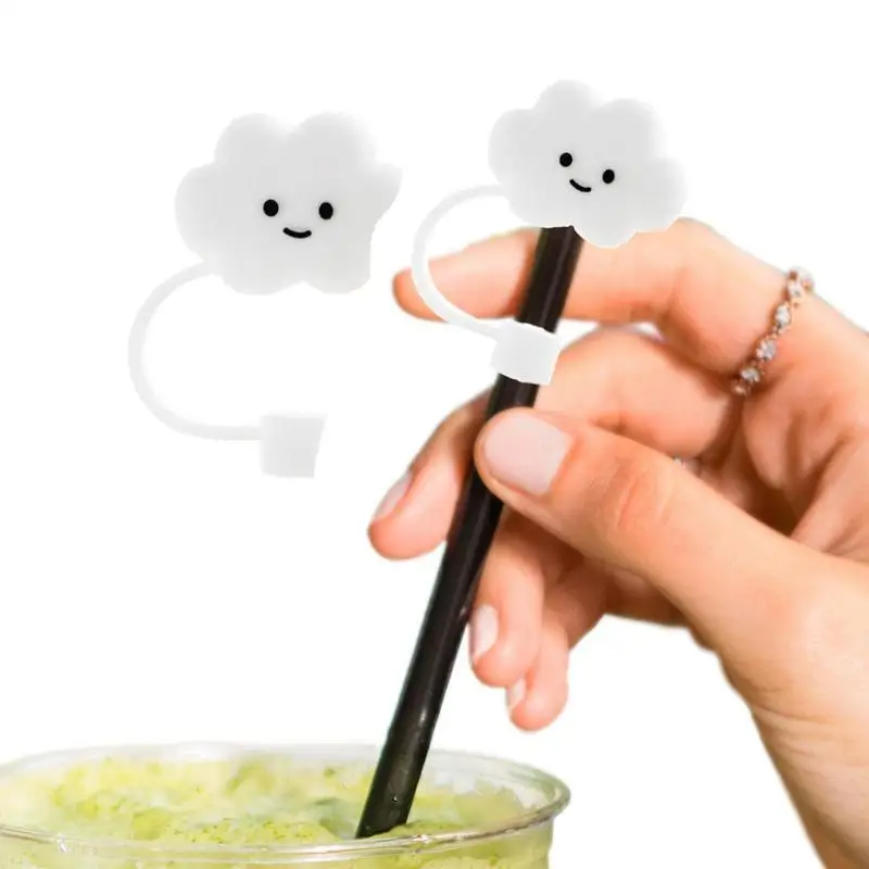 

Straw Covers Caps 2pcs Cloud-Shaped Silicone Cute Straw Tips Cover Reusable Straw Cover Caps For 6-8mm Straws Party Gifts Straw