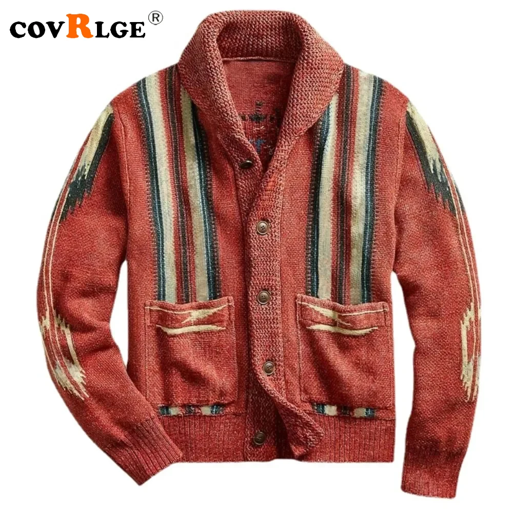 

Covrlge Autumn Winter New Men Retro Jacquard Sweaters Jacket Male Fashion Knitted Cardigans Slim Fit Sweater Coat Mens Clothes
