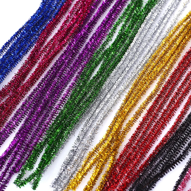 

100PCS Glitter Chenille Stems Pipe Cleaners Plush Tinsel Stems Wired Sticks Educational DIY Craft Supplies Craft Material Kit