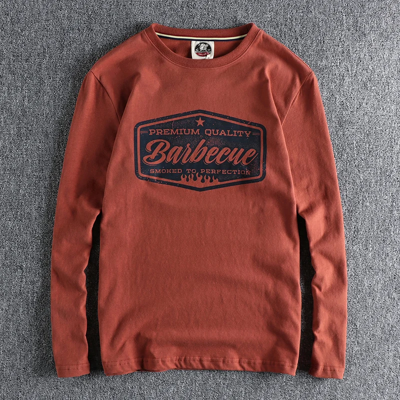 8037# Autumn New American Retro Long Sleeve O-neck Letter Printed T-shirt Men's Fashion 100% Cotton Washed Casual Bottoming Tops
8037# Autumn New American Retro Long Sleeve O-neck Letter Printed T-shirt Men's Fashion 100% Cotton Washed Casual Bottoming Tops