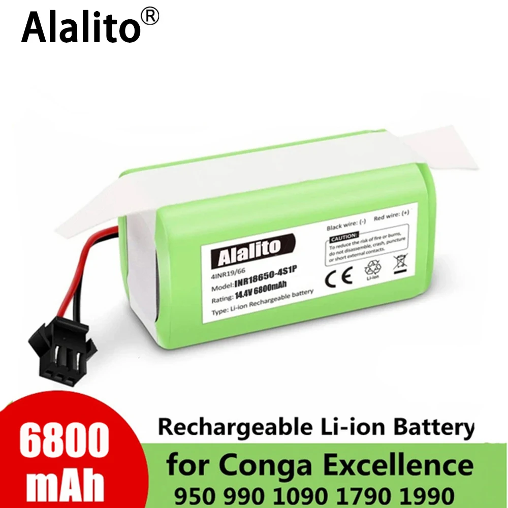 4S1P 14.4V 6800mAh Li-ion Battery for Conga Excellence 990 1090 Ecovacs Deebot N79S N79 DN622 Eufy Robovac 11 11S 12 35C X500
4S1P 14.4V 6800mAh Li-ion Battery for Conga Excellence 990 1090 Ecovacs Deebot N79S N79 DN622 Eufy Robovac 11 11S 12 35C X500