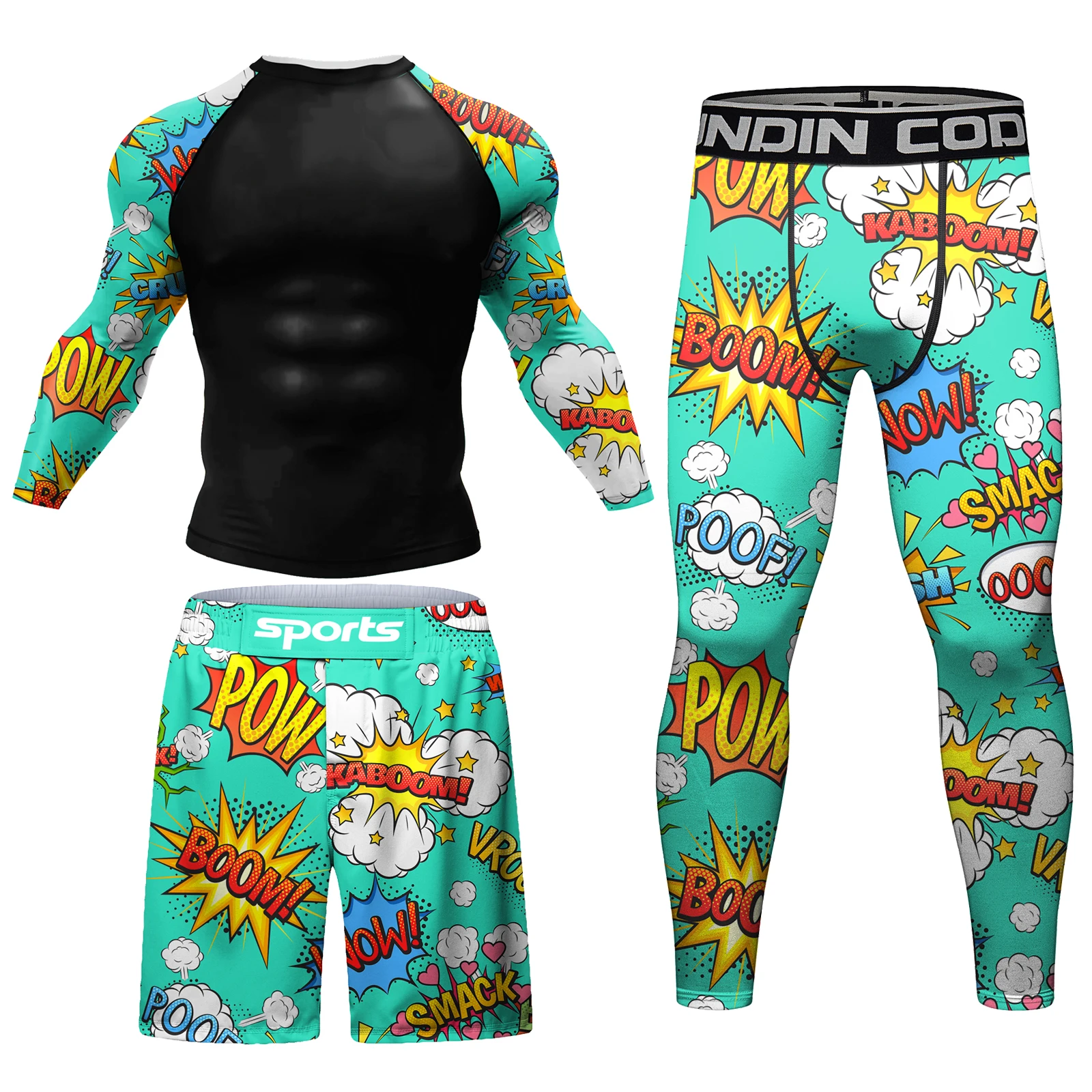 New Fashion Men Gym Fitness Clothes 3 in 1 Running Set Breathable Jiu jitsu gi BJJ Rashguard Set Custom Printed Training Set
New Fashion Men Gym Fitness Clothes 3 in 1 Running Set Breathable Jiu jitsu gi BJJ Rashguard Set Custom Printed Training Set