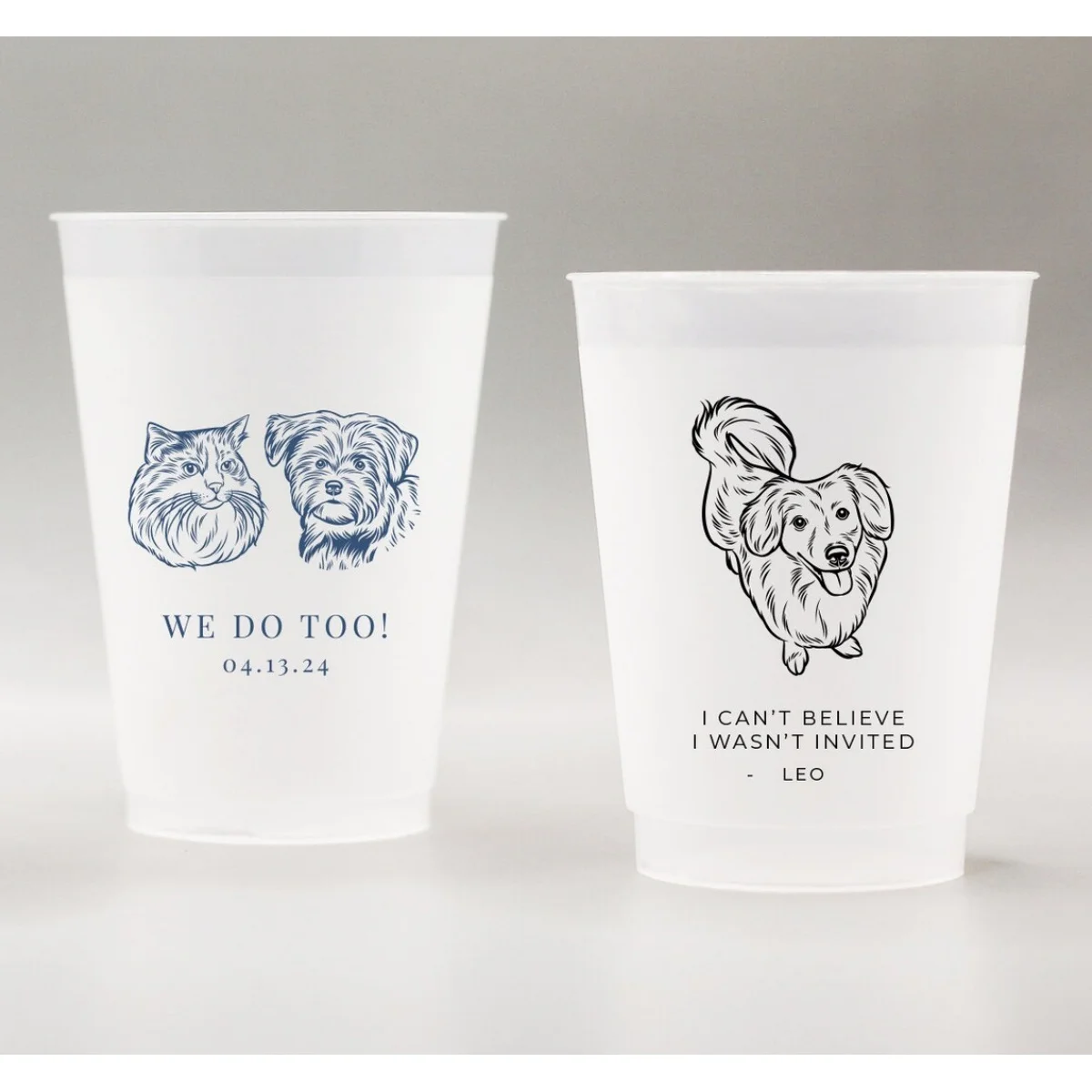 

Customized Pet Frosted Shatterproof Frost-Flex Cups, Personalized Animal Wedding Favor Cups, Wedding Rception & Special Event Fa