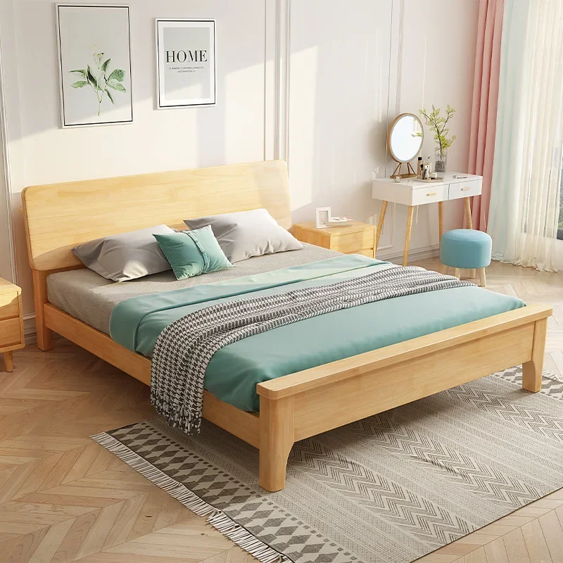 

Скандинавская кровать из массива дерева Минималистичная кровать в японском стиле кровать и завтрак 1,8 м двуспальная кровать экономичная 1,5 квартирная Съемная кровать