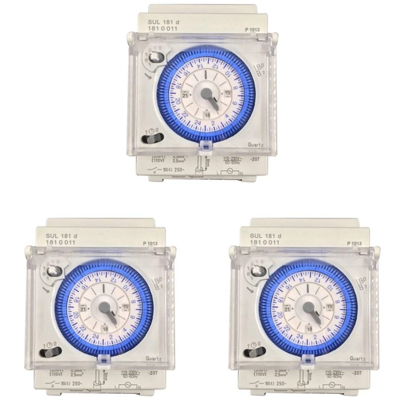 

HOT-3X Analog Mechanical Timer Switch 110V-220V 24 Hours Daily Programmable 15Min Setting Time Switch Relay SUL181D Hot