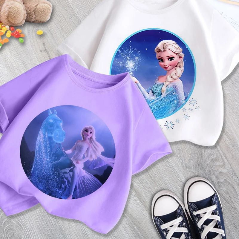 Girls Clothes Disney Plus Elsa Anna Princess Print Shirt Cartoon Summer T-shirt Kids Cute Harajuku New Clothes Crew Neck Tee Top
Girls Clothes Disney Plus Elsa Anna Princess Print Shirt Cartoon Summer T-shirt Kids Cute Harajuku New Clothes Crew Neck Tee Top