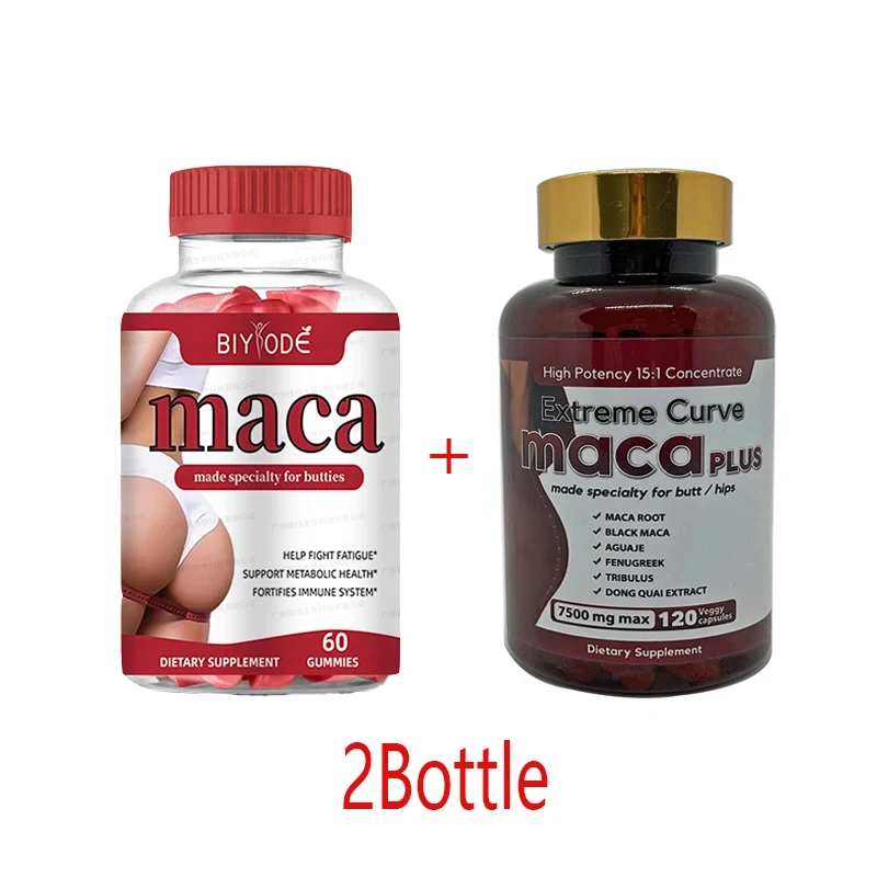 

2 Bouteille Bella A GUMMIES Fesses et 1 Bouteille Maca Fesses Pilules, Mise en Forme des Hanches, Complément Alimentaire