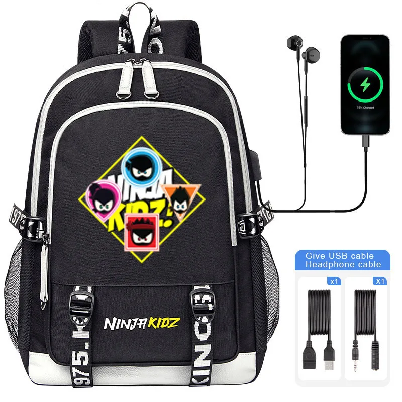 

NEW Ninja Kidz Cartoon Boy Girl School Bags For Children Student Backpack Teenager USB Charging Laptop Book Bag Mochila