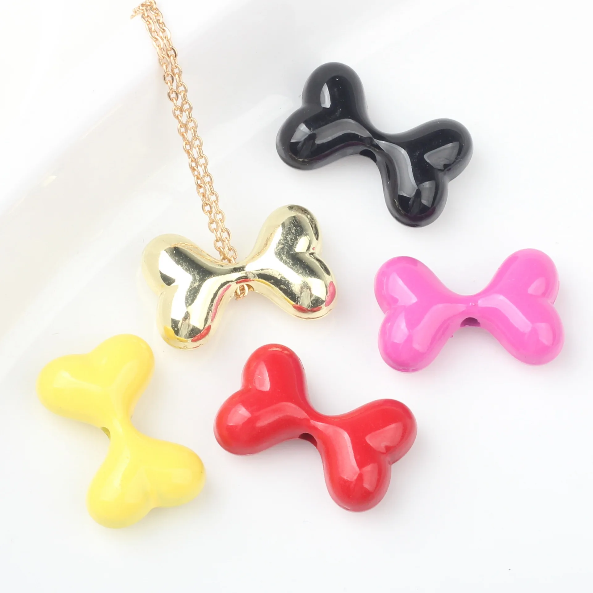 

20 Pieces/Bag Simplicity Alloy Color Spray Painting Bow Knot Beading DIY Bracelet Necklace Accessories