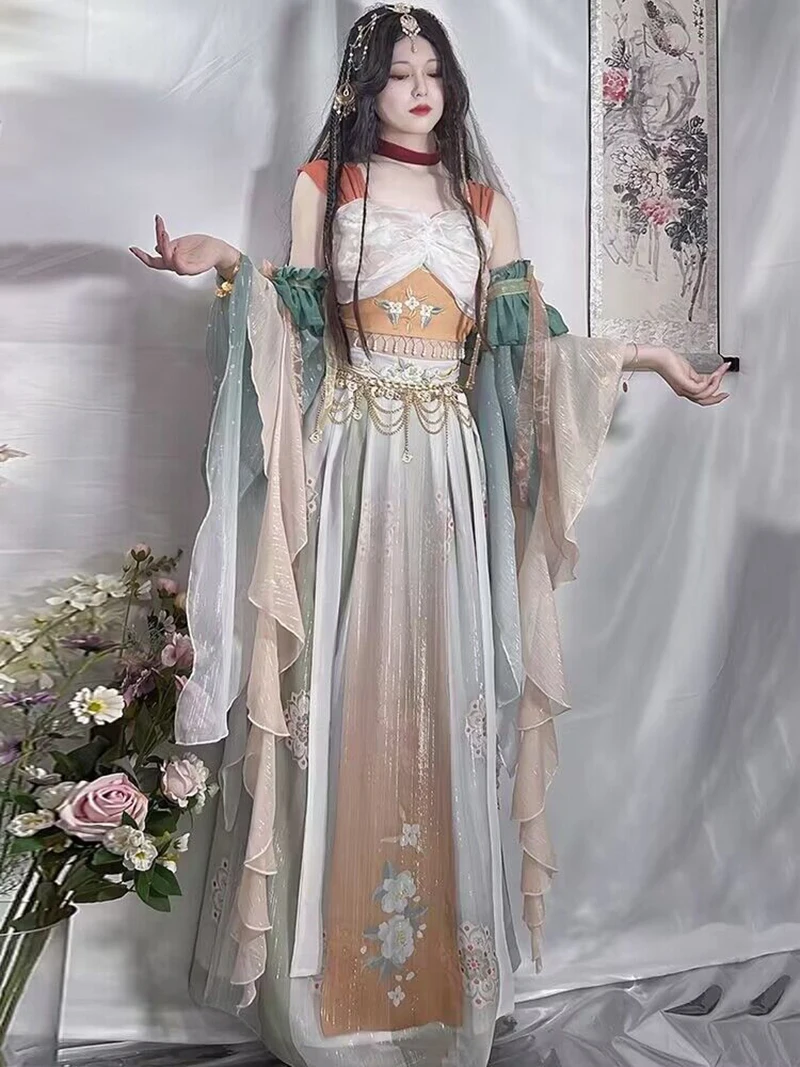 Ancient Chinese Hanfu Dress Women Halloween Princess Loulan Dunhuang Feitian Cosplay Costume Dance Dress Party Outfit Hanfu Sets
Ancient Chinese Hanfu Dress Women Halloween Princess Loulan Dunhuang Feitian Cosplay Costume Dance Dress Party Outfit Hanfu Sets