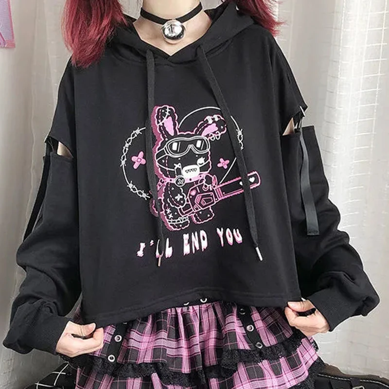 Women Harajuku Hoodies American Style New Hollow Out Splicing Sweatshirt Spring Students Cartoon Print Dark Academic Female Tops
Women Harajuku Hoodies American Style New Hollow Out Splicing Sweatshirt Spring Students Cartoon Print Dark Academic Female Tops