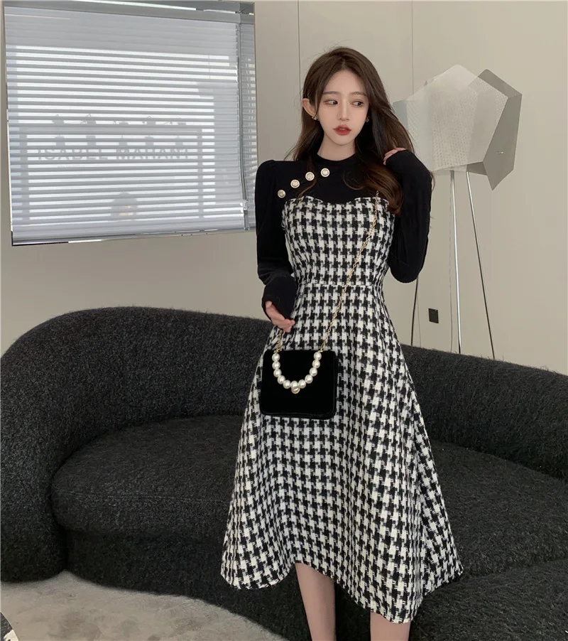 Women's Thousand Bird Checker Dress, Autumn and Winter Vacation, Two Piece Bottom Skirt, Elegant Special Top, Women Sweater
Women's Thousand Bird Checker Dress, Autumn and Winter Vacation, Two Piece Bottom Skirt, Elegant Special Top, Women Sweater