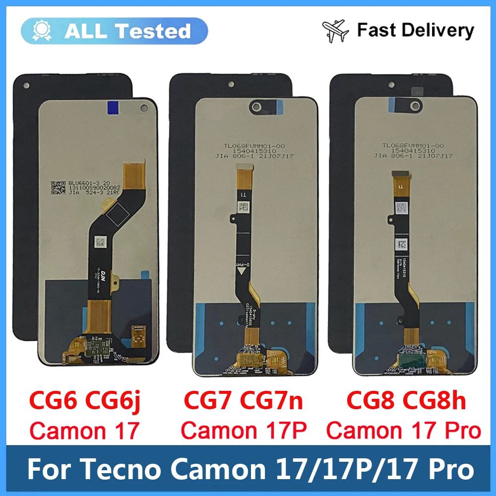 

For Tecno Camon 17 Pro CG8 CG8h LCD Display Touch Screen Assembly Digitizer Replacement LCD Camon17 CG6j Camon 17P CG7 CG7n lcd