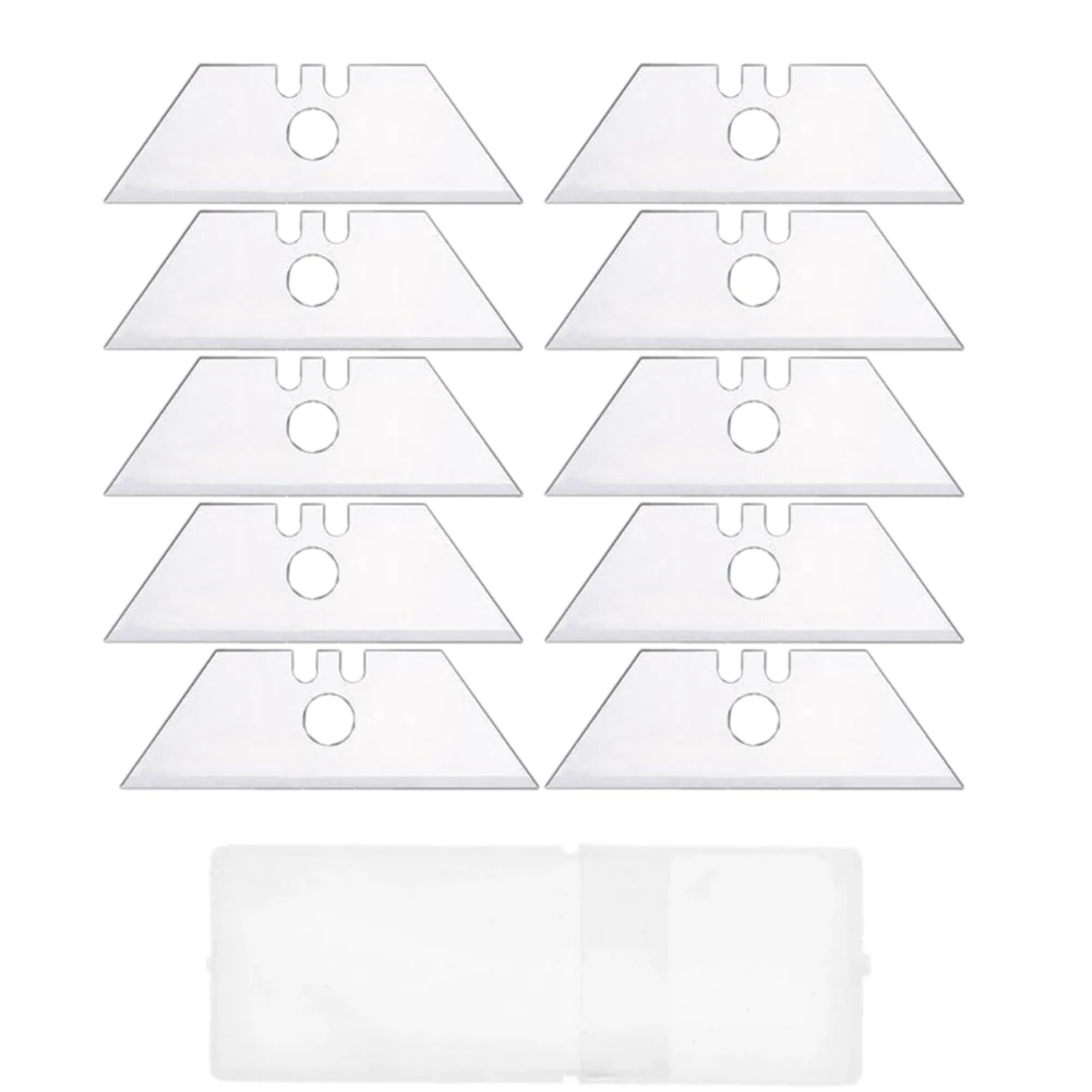 

10pcs Trapezoidal Blade 5 Sizes 60# Carbon Steel Silver Replacement Blades For Manual Cutting Paper Plywood Plastic Leather