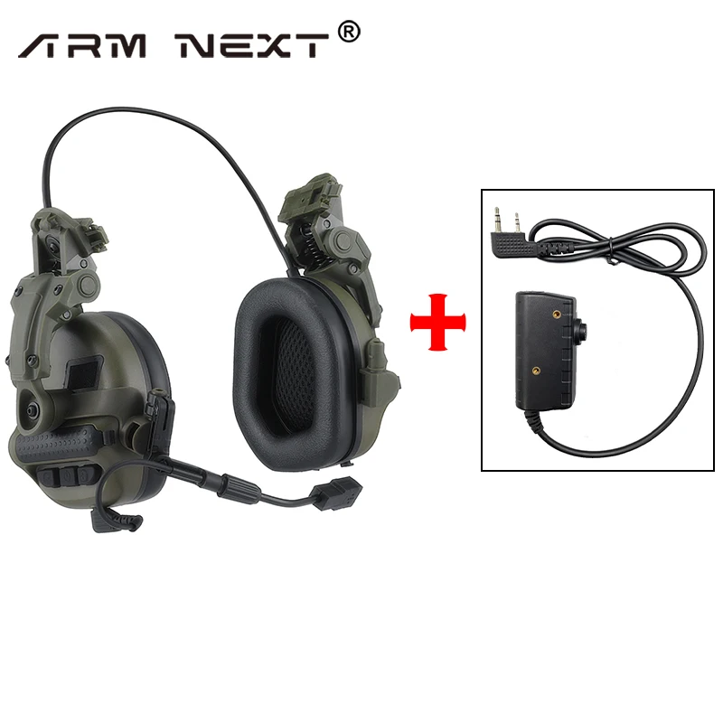 

NEW Upgrade F30 Army Shooting Earmuffs Tactical Helmet Headset+ PTT Adapter Electronic Hearing Protector Equipped with ARC Rail