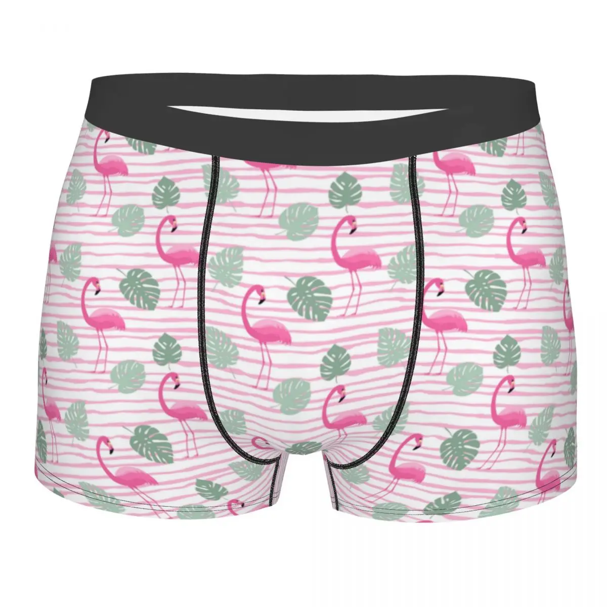 

Mens Flamingo Tropical Leaves Boxer Briefs Shorts Panties Polyester Underwear Homme Funny Underpants Boxershorts Men