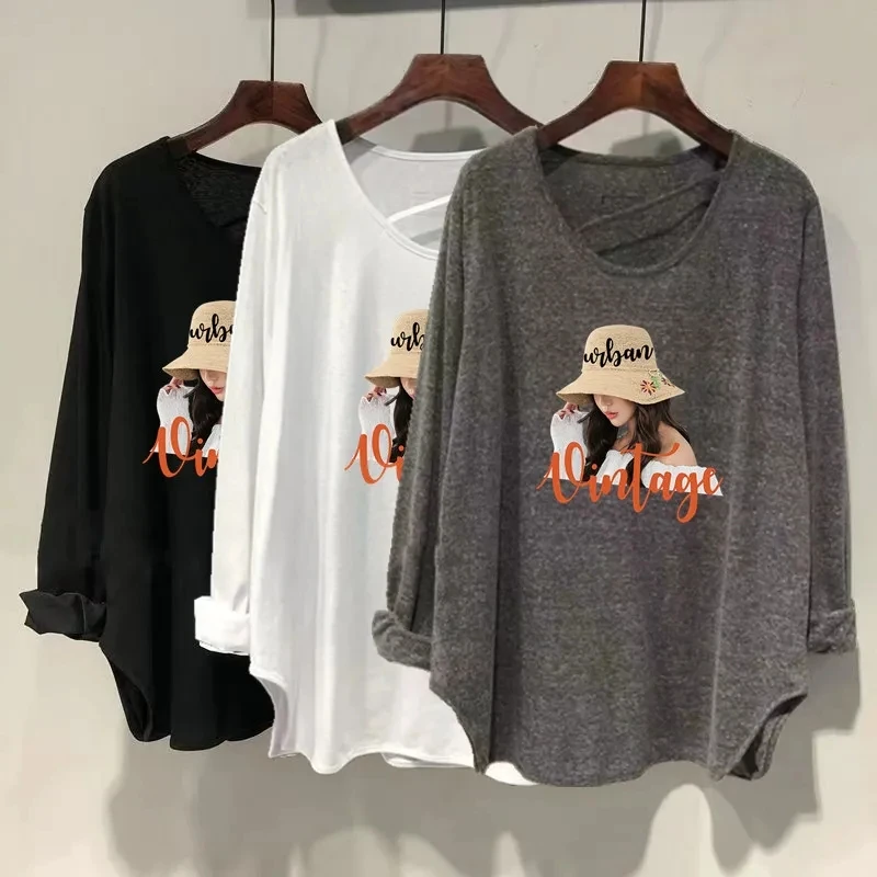 Plus Size 6XL 150KG Autumn Women Cartoon t Shirts Female Long Sleeve O Neck Casual Tshirts Loose Tops White Black Oversized Tees
Plus Size 6XL 150KG Autumn Women Cartoon t Shirts Female Long Sleeve O Neck Casual Tshirts Loose Tops White Black Oversized Tees