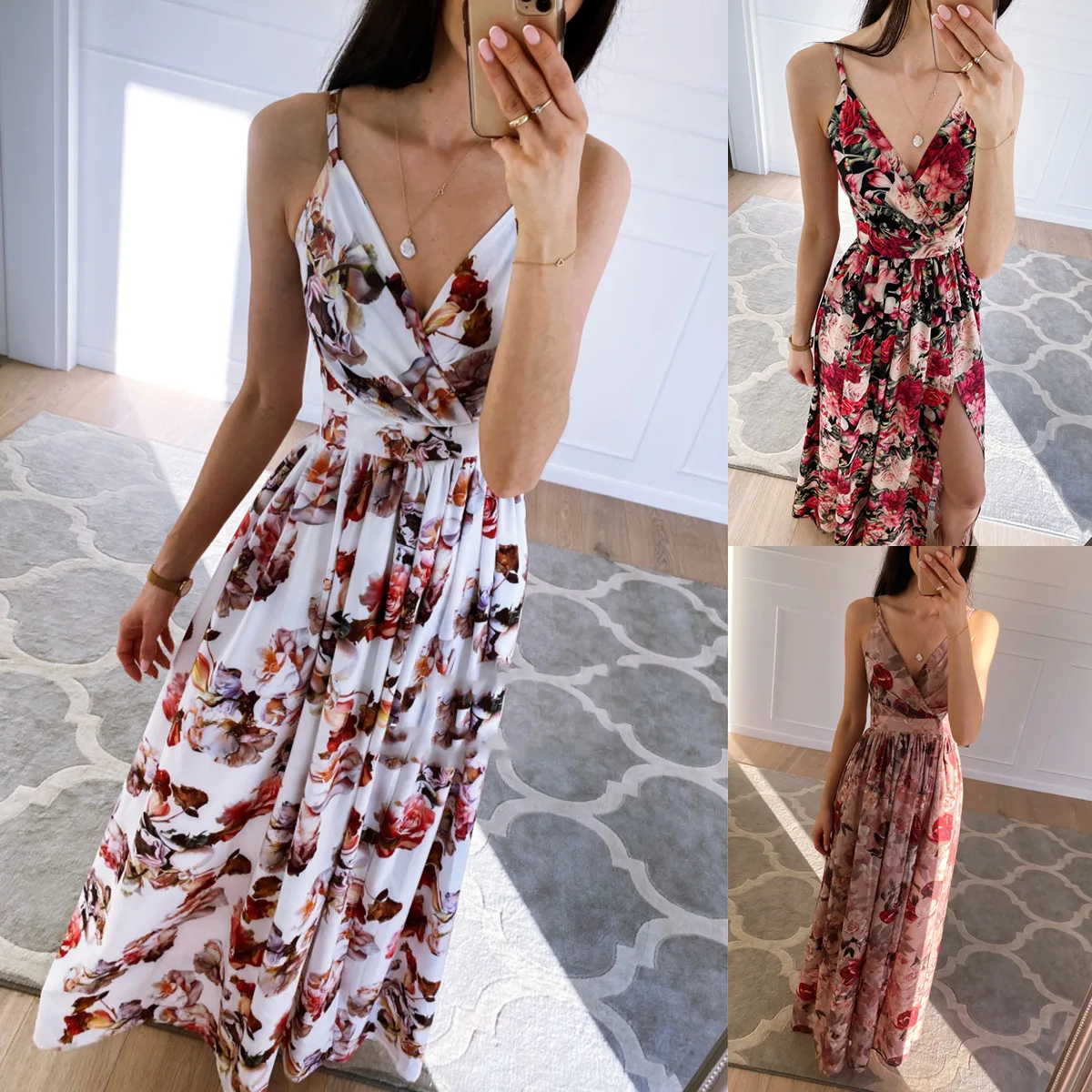 Sexy Beach Women Summer Sleeveless Slim Fit Print Long Dresses Tank Strap Dress Fashion V-neck Split Holiday Party Maxi Vestidos
Sexy Beach Women Summer Sleeveless Slim Fit Print Long Dresses Tank Strap Dress Fashion V-neck Split Holiday Party Maxi Vestidos