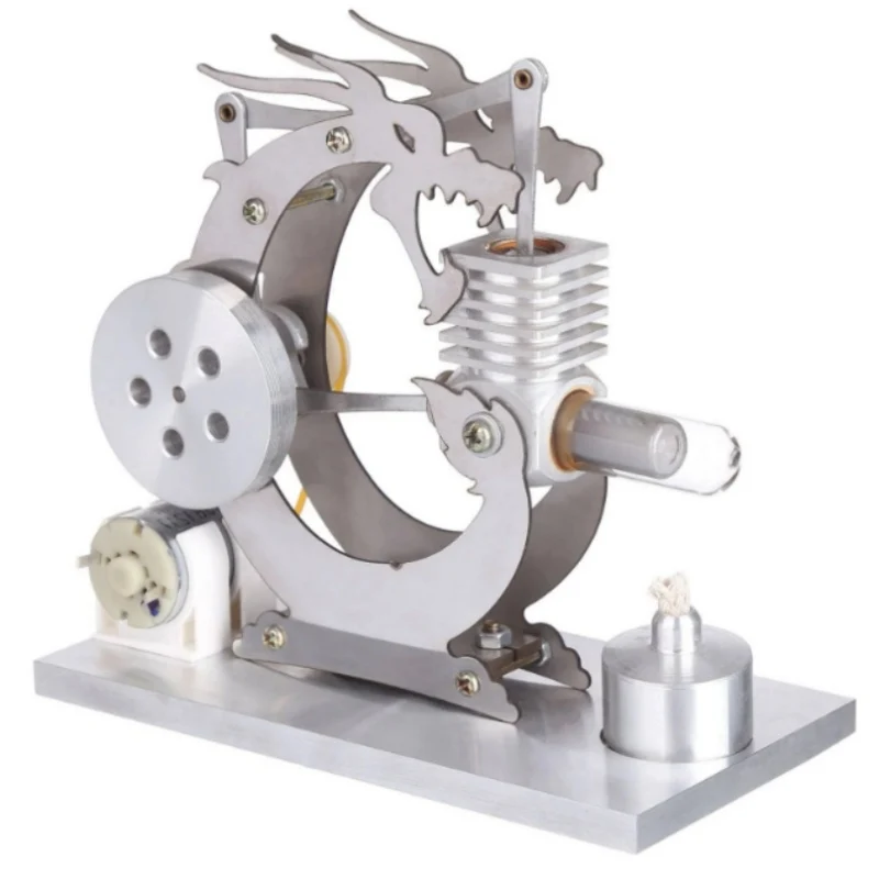 

China Roaring Black Dragon Single Cylinder Stirling Engine Model Generator External Combustion Engine Science Experiment Toys