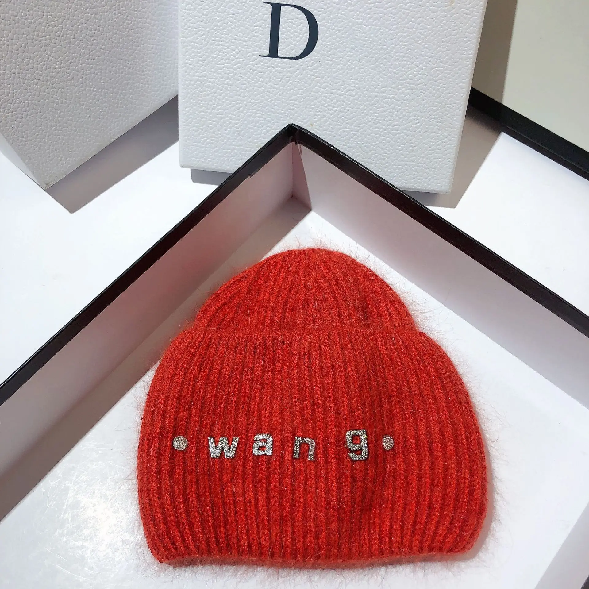 

Luxury Brand King Letter Rabbit Hair Knitted Hat Fashionable Soft Glutinous Warmth Pullover Hat Korean Edition Brand Knitted Hat