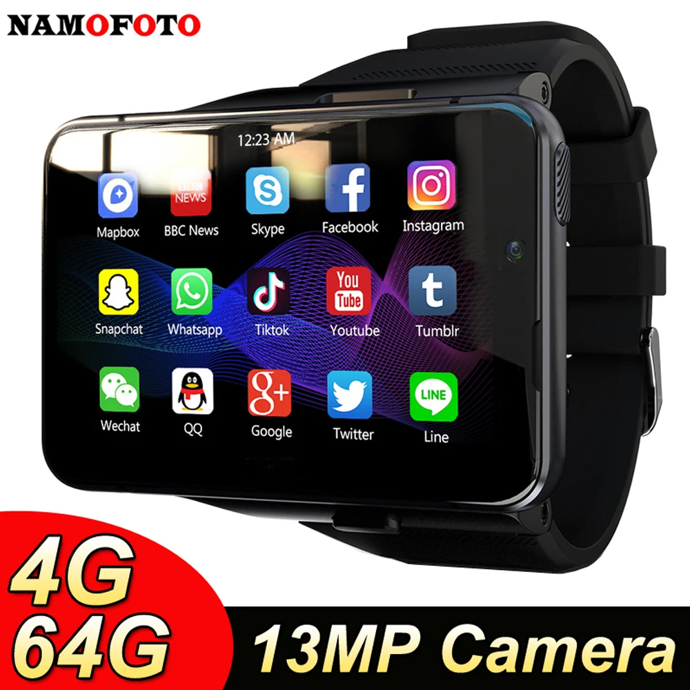 

Men 4G Lte Smart Watch Detachable SIM Card 4GB RAM 64GB ROM 2300mAh Big Screen 2.88'' Dual Cameras Wi-Fi GPS Sports Smartwatch