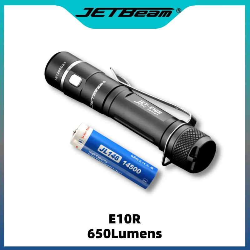 

JETbeam E10R LED Flashlight 650Lumens 4 Lighting Modes Hrad Light With JL148 Battery Mini Led Lantern