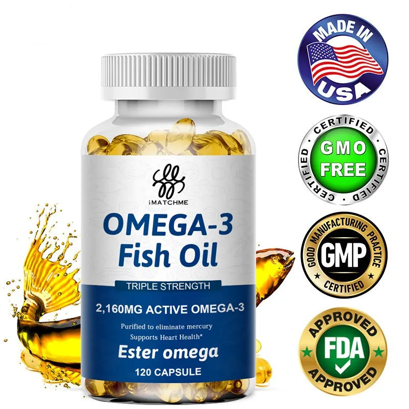 

Deep Sea Fish Oil Capsules Rich in Omega 3 EPA & DHA For Immune & Heart , Joints, Vision, Brain & Skin Health Dietary Supplement