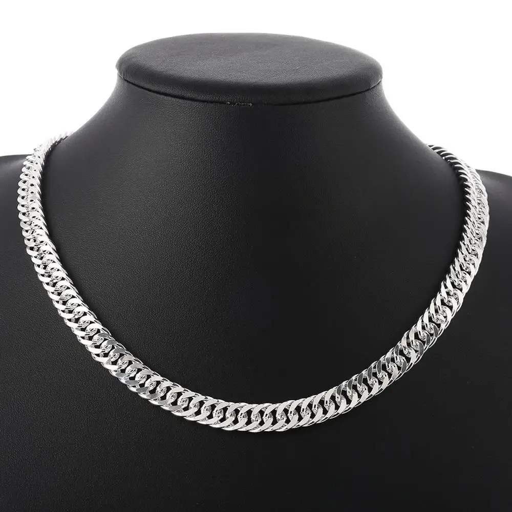 

Hot fine Width 6MM chain 925 Sterling Silver Necklaces for Women Men Charm fashion Jewelry wedding Party Holiday gift 50-60cm