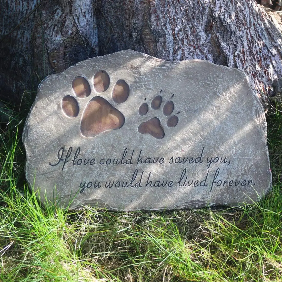

Paw Prints Dog Pet Memorial Stones, Pet Garden Stone Grave Marker for Dog or Cat, Hand-Painted Pet Memorial Gift Loss Gifts